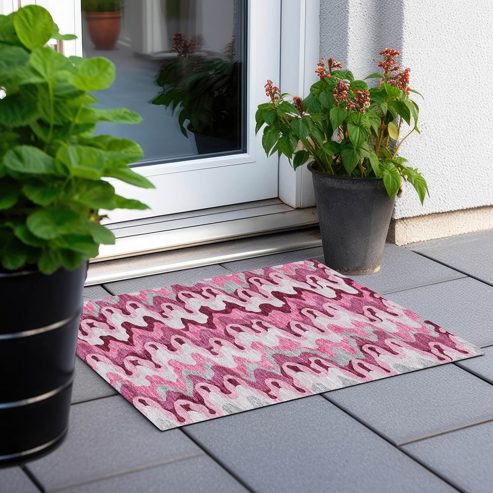 Machine Washable Indoor/ Outdoor Chantille Abstract Ripples Rug