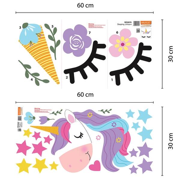 dimension image slide 0 of 2, Walplus Sleepy Magical Unicorns Children Wall Sticker Nursery Decor