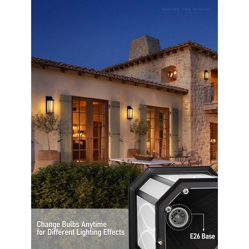 23 Inch Large Exterior Wall Lights, E26 Base, Vintage Outdoor Wall Sconce with Linear Patterned Glass, Oil Rubbed Bronze - 2pack