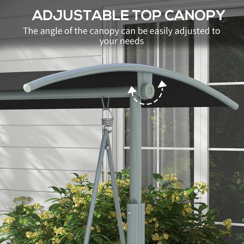 2-Seater Outdoor Porch Swing with Canopy and Table, Patio Swing Chair