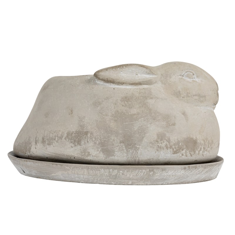 Cement Rabbit Planter with Saucer