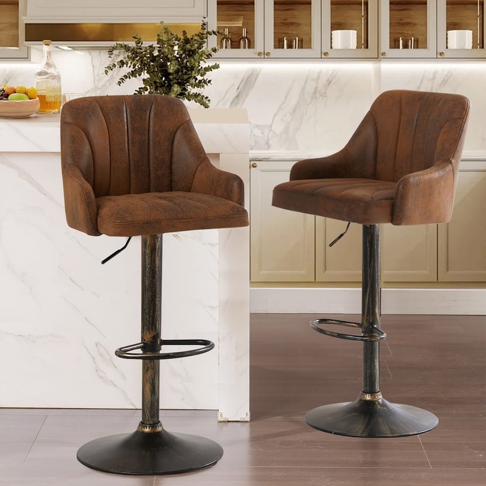 VECELO Adjustable Swivel Modern Bar Stool with Back Barstools Set of 2/ Barstools Set of 4