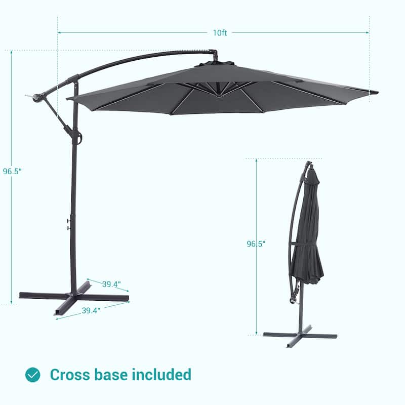 BONOSUKI 10ft Patio Offset Umbrella Outdoor Hanging Umbrella