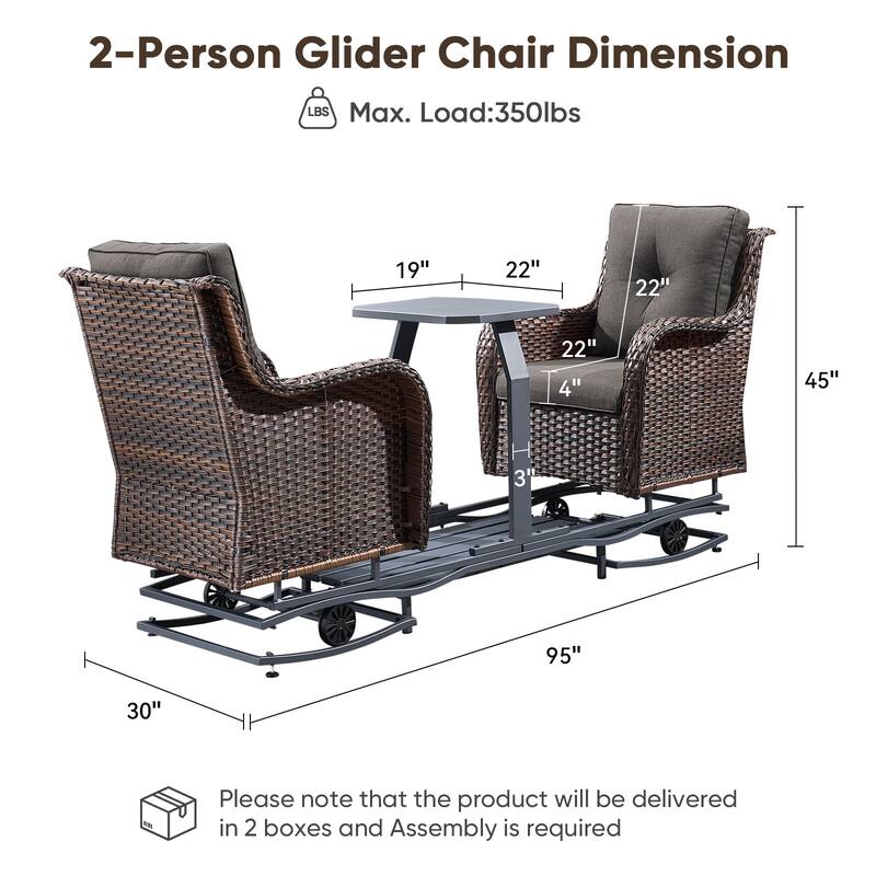 Pocassy Outdoor 2 Person Patio Swing Glider Chair
