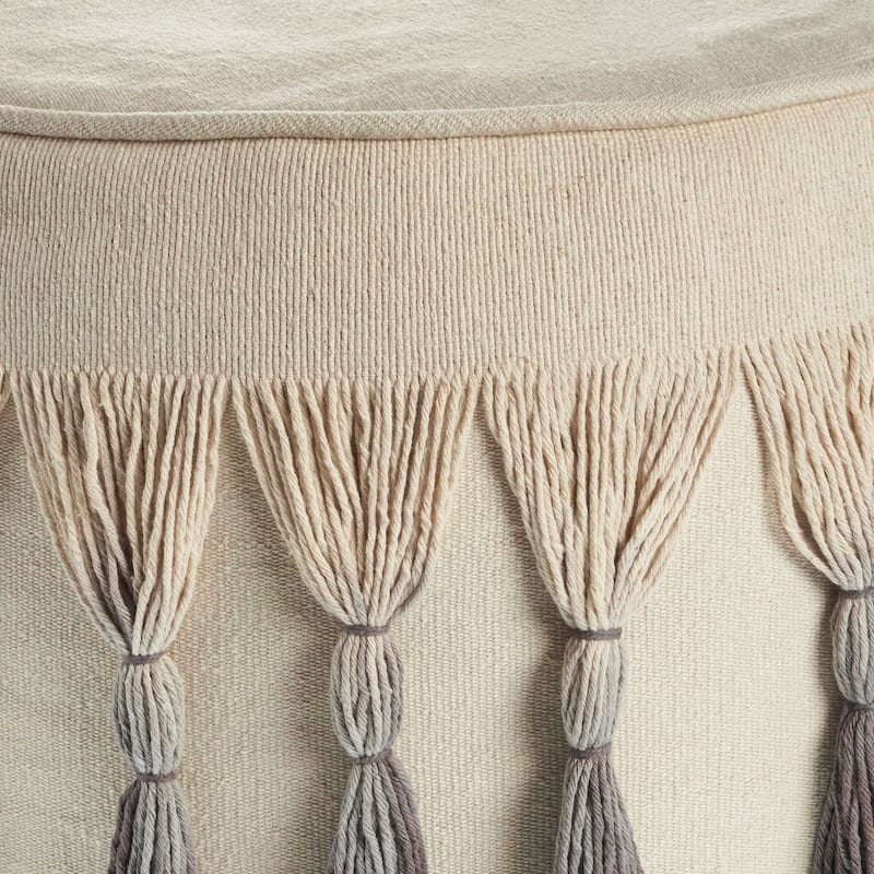 HomeRoots 20" Beige 100% Cotton Ottoman