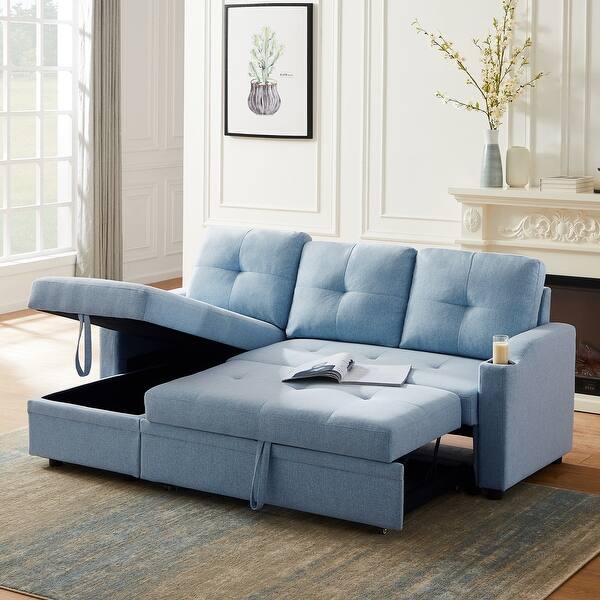 Lshape Sleeper Sofa Bed Reversible Sectional Couch with Storage Chaise