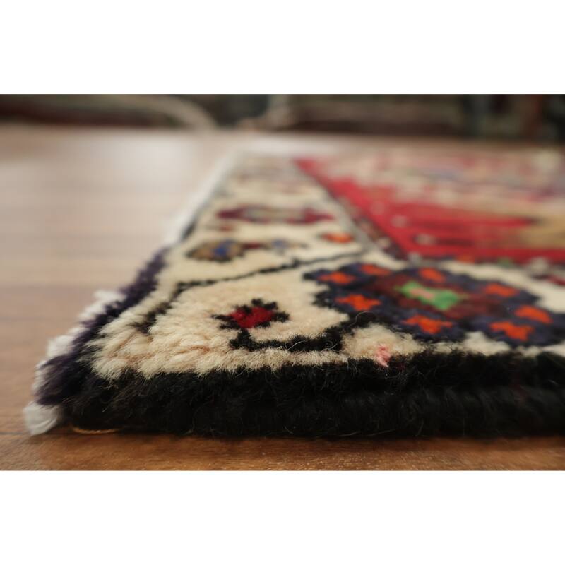 Hand Knotted Oriental 100% Wool Carpet Traditional Geometric Red Shiraz Area Rug - 5' 0'' X 3' 1''