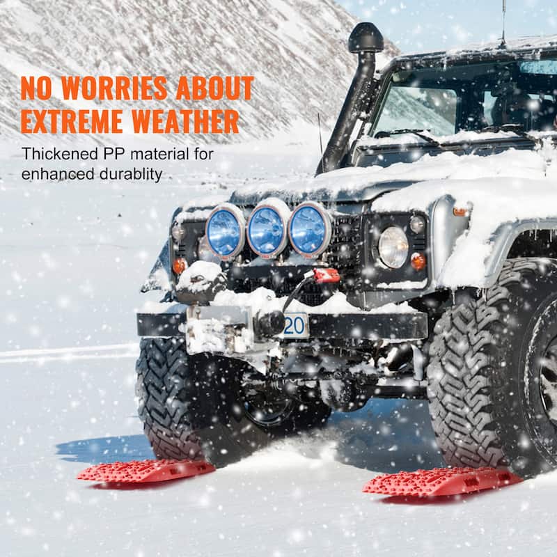 Traction Boards with PP Material, Recovery Boards for Off-road Vehicles/Cars/Pickups/SUVs/RVs, Pair Tire Traction Mats on Snow