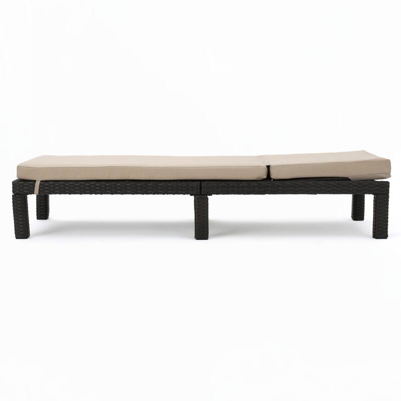 Outdoor CHAISE LOUNGE, DARK BROWN FRAME WITH BEIGE CUSHION