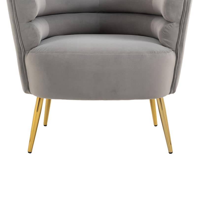 Accent Chair, Leisure Single Chair with Golden Feet (Grey)