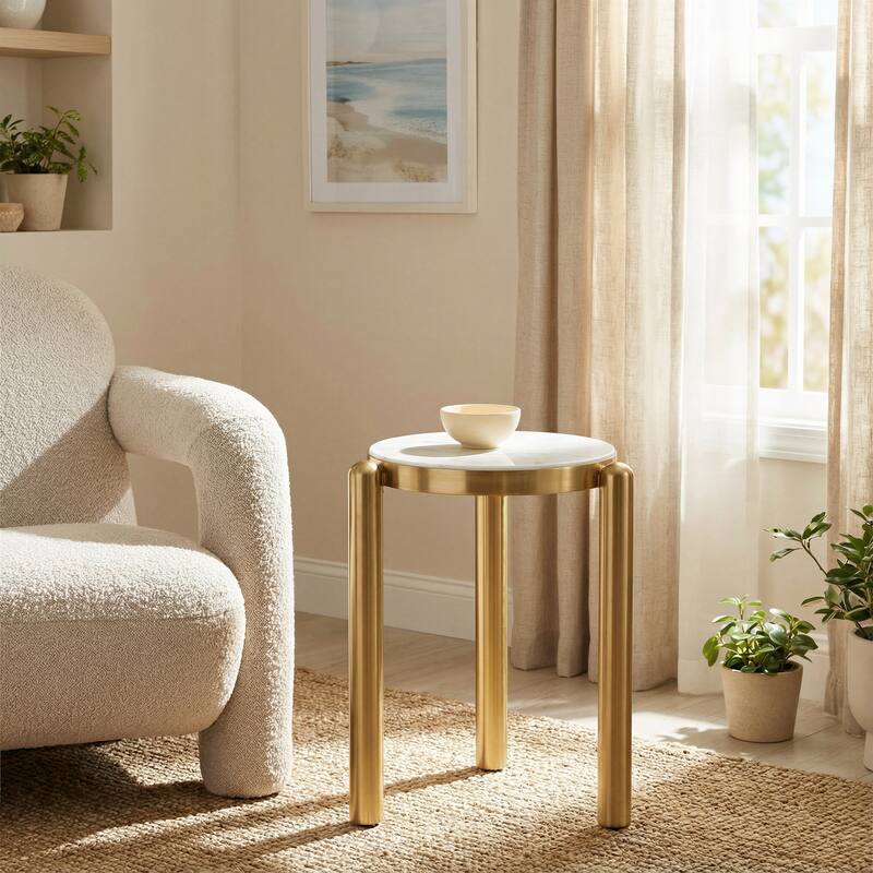 Noan Side Table White & Gold - White/Gold