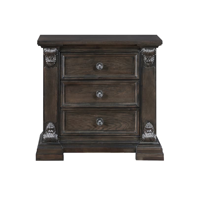 Elegant Design 3-Drawers Nightstand Traditional Vintage Bedroom Furniture 1pc