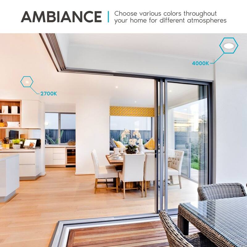 Luxrite 5/6" LED Square Recessed Lighting 5 Color Selectable 2700K, 3000K, 3500K, 4000K, 5000K Baffle Trim 6 Pack