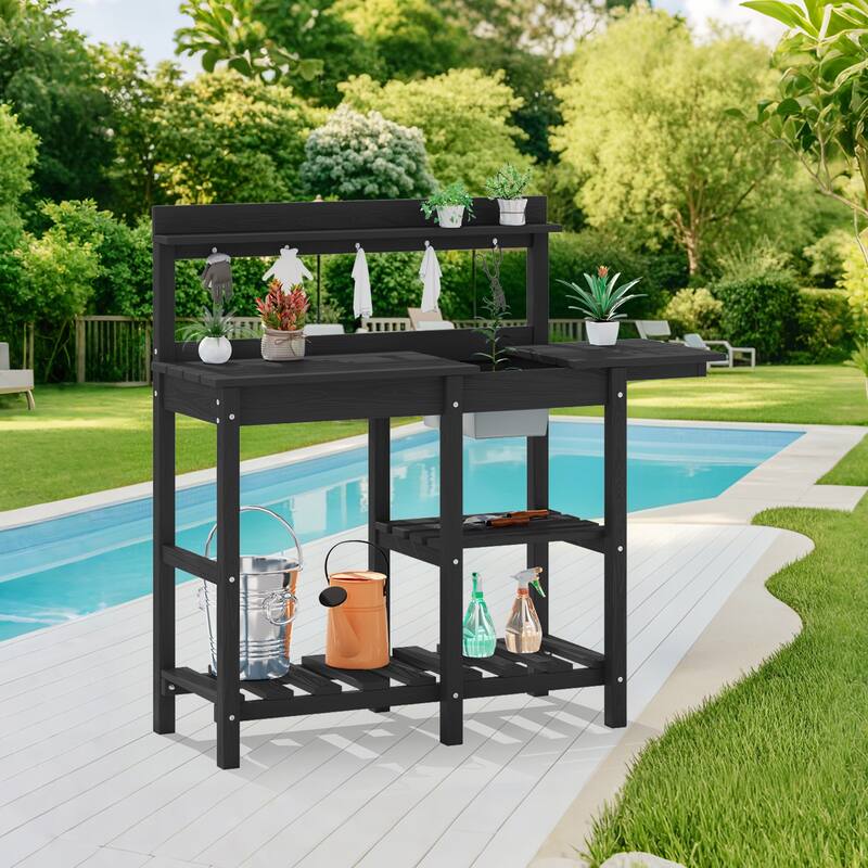 HDPE Patio Outdoor Potting Table, Versatile Gardening Planting Workbench