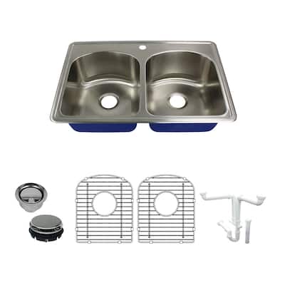 Transolid K-MTDD33229-1 Meridian 33" Drop In Double Basin Stainless - Brushed Stainless Steel