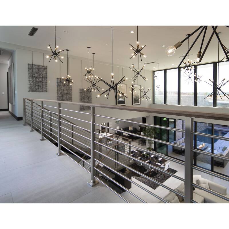 Astra Collection 8-Light Antique Bronze Mid-Century Modern Chandelier Light - 10.120" x 46.250" x 9.250"