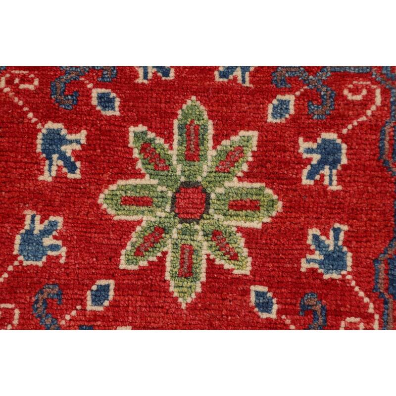 Traditional Kazak Accent Rug Hand-Knotted Floral Wool Carpet - 2'9" x 4'0"