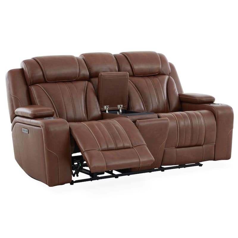 Liberty Furniture Caswell Power Loveseat with Console Chestnut Leather - Width 82" x Depth 40" x Height 42"