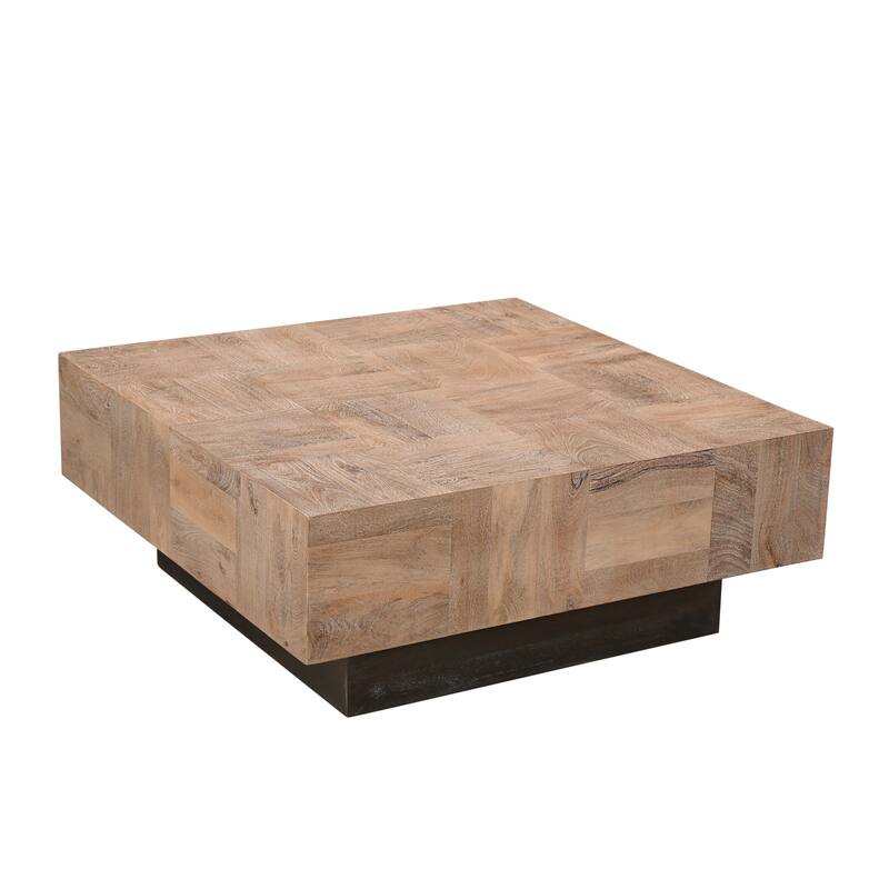HomeRoots 40" Brown And Black Solid Wood Square Coffee Table - 40
