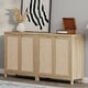 preview thumbnail 1 of 7, SICOTAS Rattan Sideboard Buffet Set of 2 with 2 Doors Beige