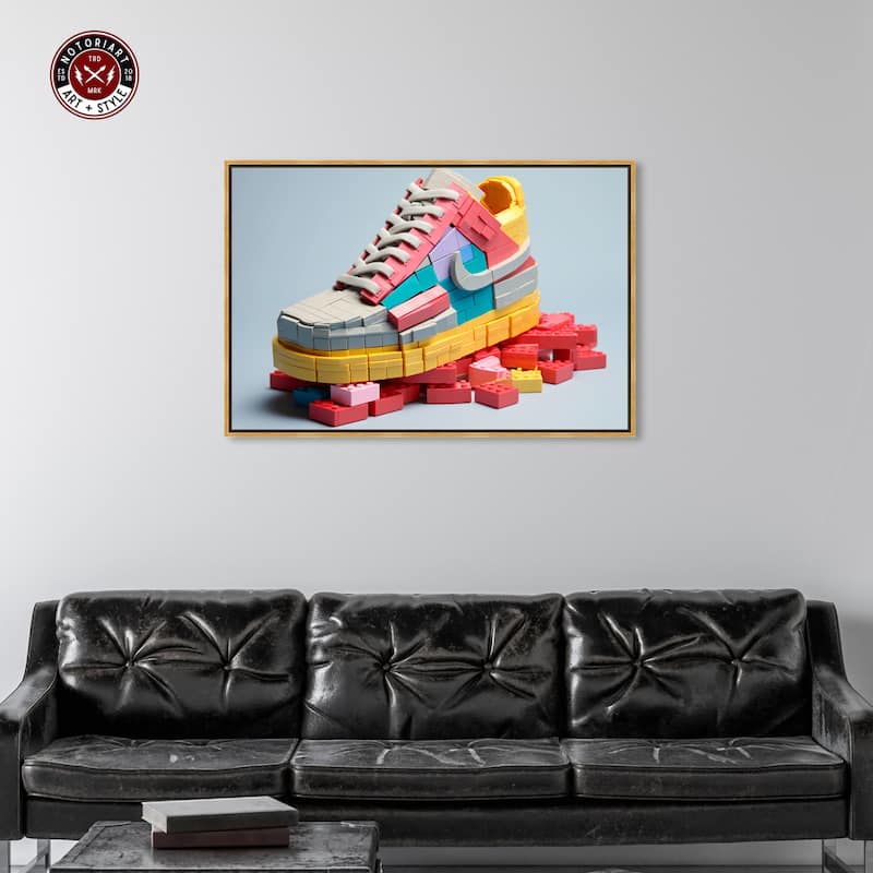 Notoriart Toy Sneaker Pastel Framed Sneaker 1 Piece Canvas Wall Art