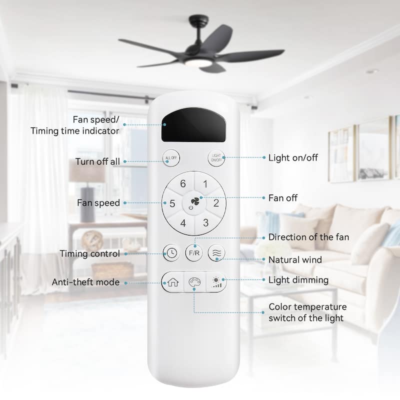 Sofucor 48 Inch Propeller Ceiling Fan with Light and Remote,Dimmable Memory LED - Quiet DC Motor,6 Speeds 5500CFM High Velocity