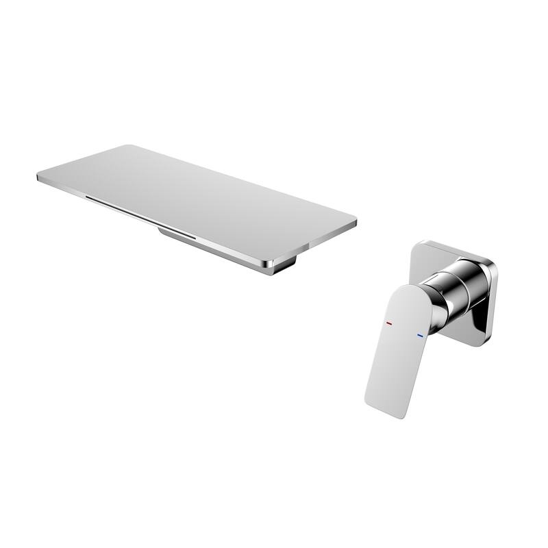 YASINU Waterfall Bathroom Sink Faucet 1- Handle Wall Mount Lavatory Faucet - Chrome/Clear
