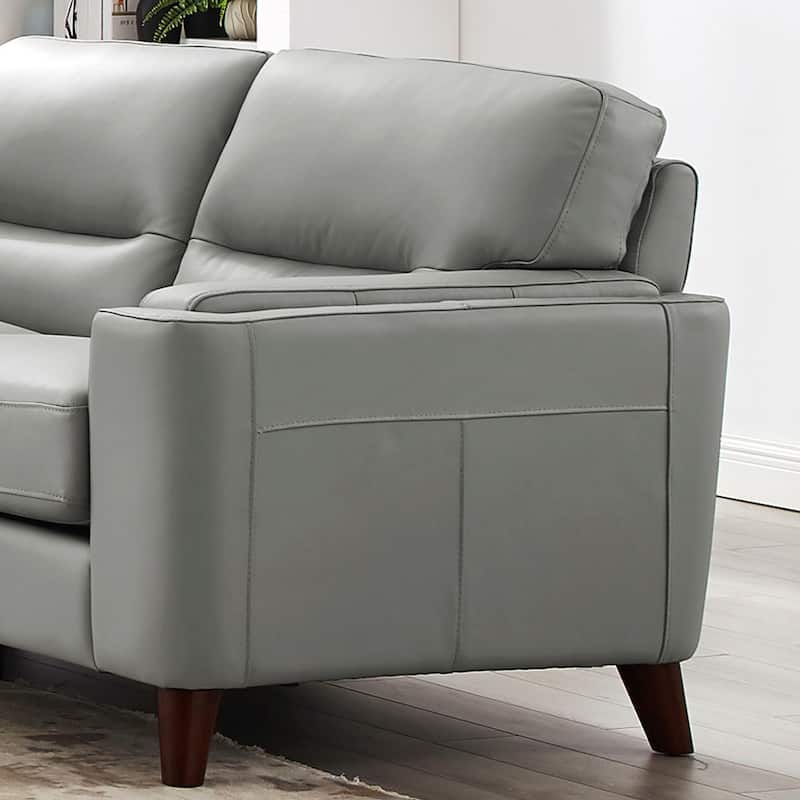 Hydeline Elm Top Grain Leather Sofa With Feather, Memory Foam and Springs