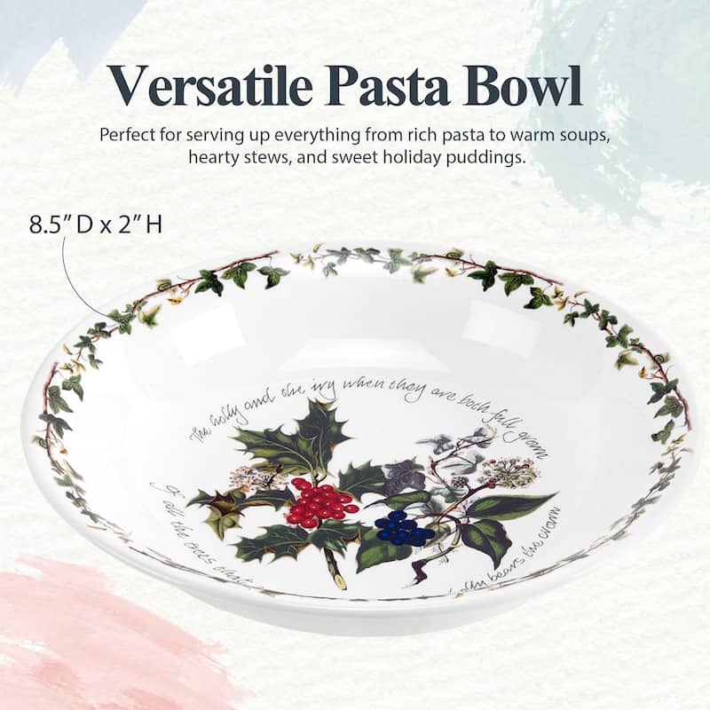 Portmeirion Christmas The Holly and Ivy Set of 4 Pasta Bowls - 8 in
