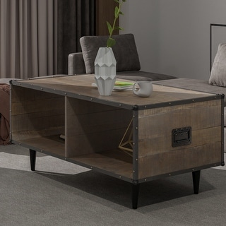 ExBrite Solid Wood Coffee Table ,Gray Finish - 23.6" x 46" x 17.9"