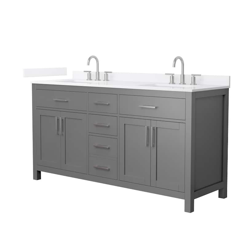Wyndham Collection WCG2424-66D-QTZ-US3MXX Beckett 66" Free Standing - Dark Gray / White Quartz Top / Brushed Nickel
