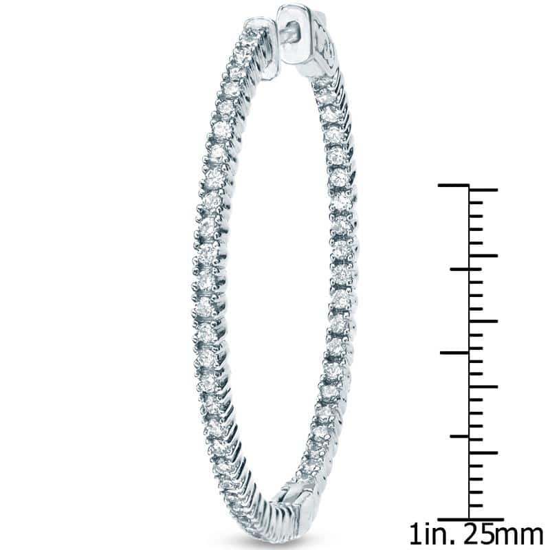 Auriya 14k Gold 2 carat TW Large Diamond Hoop Earrings - 1.5-inch (J-K, I1-I2)