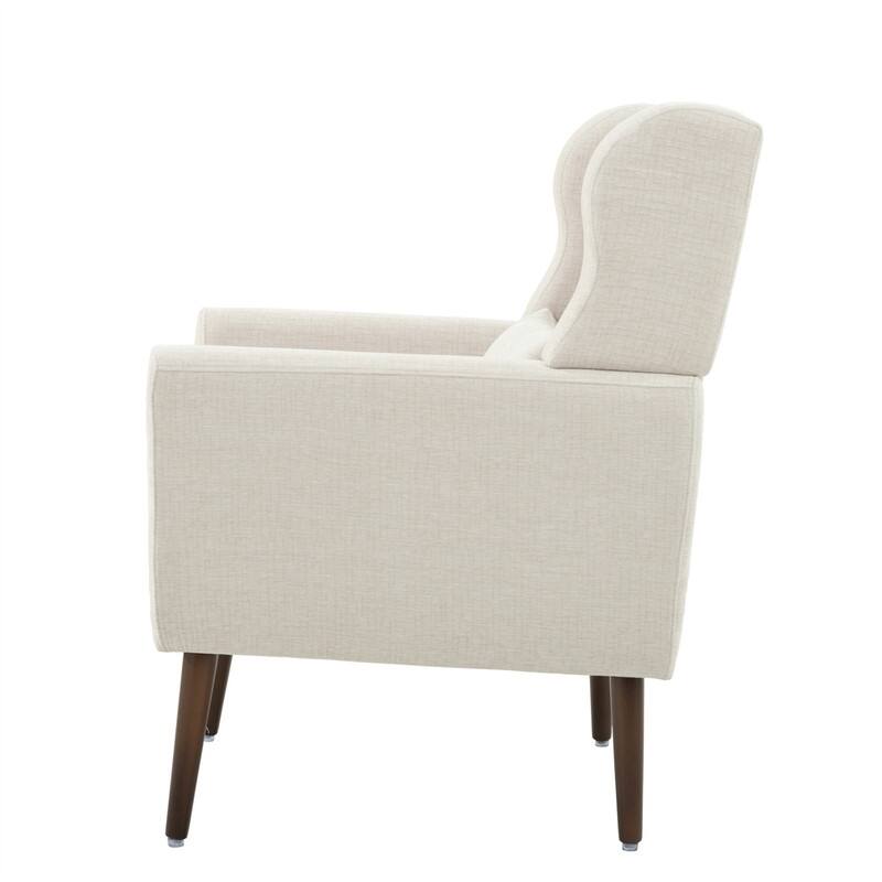 Modern Chenille Upholstered Armchair with Pillow and Solid Wood Leg