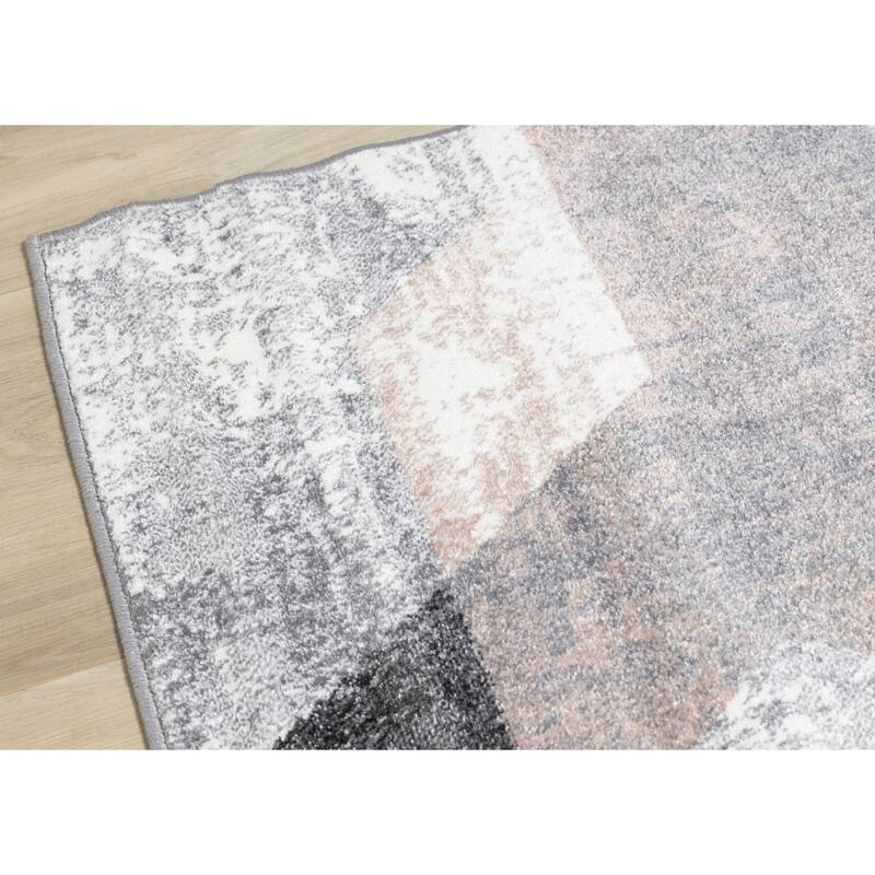 Dayton Collection - Grey/Pink Hexagons Rug