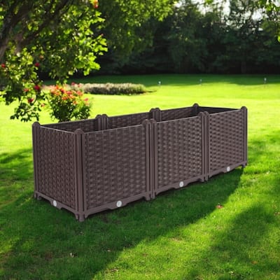 HomeRoots 47" X 16" Dark Brown Heavy Duty Plastic Rectangular Self Watering Planter Box