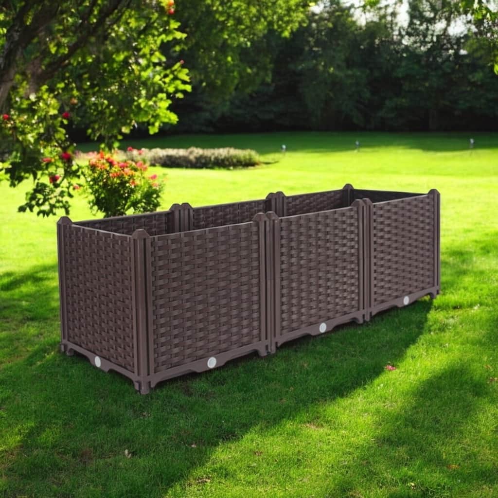 HomeRoots 47" X 16" Dark Brown Heavy Duty Plastic Rectangular Self Watering Planter Box