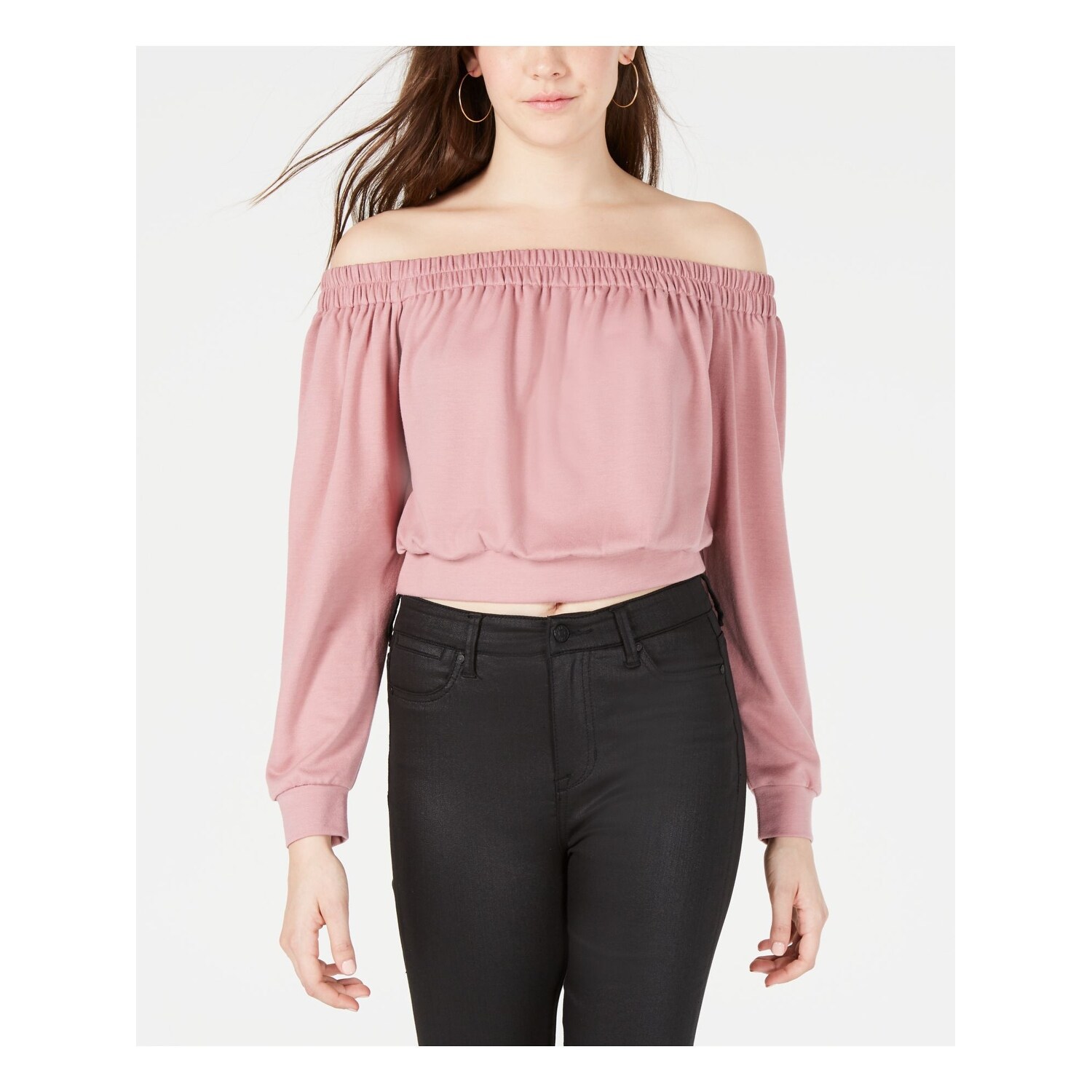 Shop Material Girl Womens Pink Long Sleeve Crop Top Top Size L On Sale Overstock 31875238
