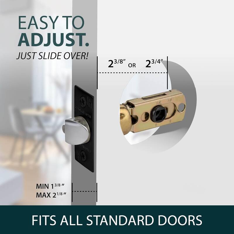 Mega Handles 2-Way Adjustable Door Latch | Universal Half Moon Spindles | For Hidden & Interior Door Lock Systems