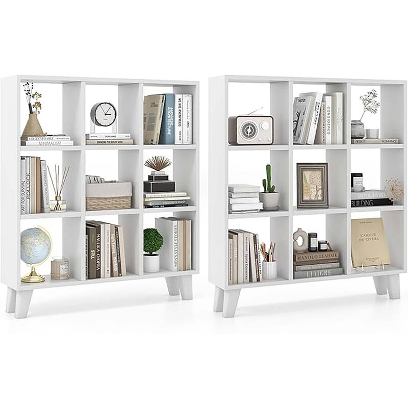 1/2 PCS Living Room 9-Cube Bookcase with 6 Removable Shelves White - 2 PCS