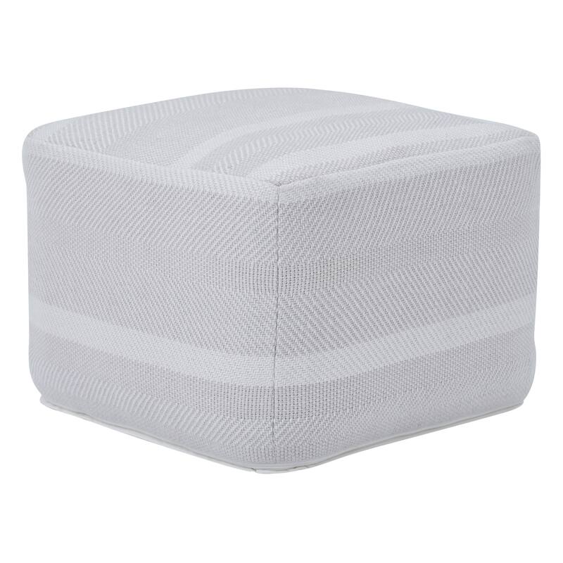 Renwil Renaud Indoor 100% PET Pouf, Light Grey/ Ivory