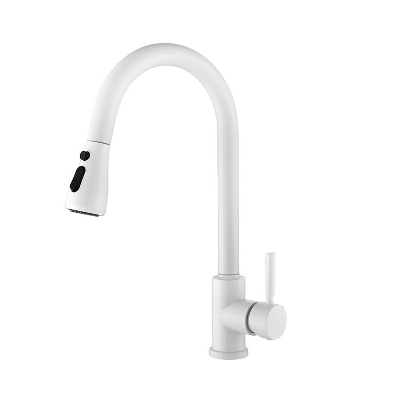 Pull Out Spray Kitchen Faucet - White