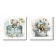 preview thumbnail 2 of 4, Designart "Baby Elephant In Crib With Flowers" Animals Canvas Set Of 2 - Traditional Wall Art Set Gray Wall Art 2 Pieces