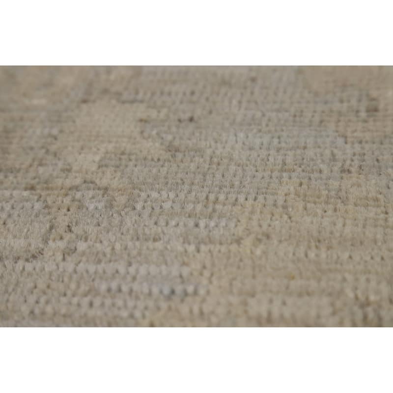 Hand Knotted Oriental 100% Wool Carpet Transitional All-Over Beige & Ivories Oushak Runner Rug - 8' 4'' X 3' 0''