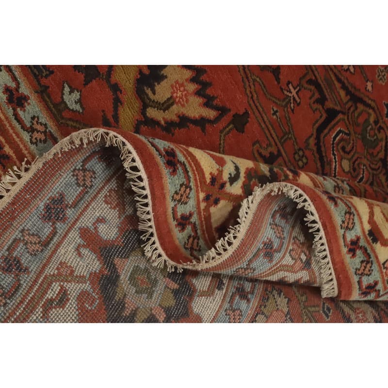 Hand-knotted Transitional Wool Carpet Orange Oushak Rug Floral Oriental Area Rug - 12' 1'' X 8' 11''