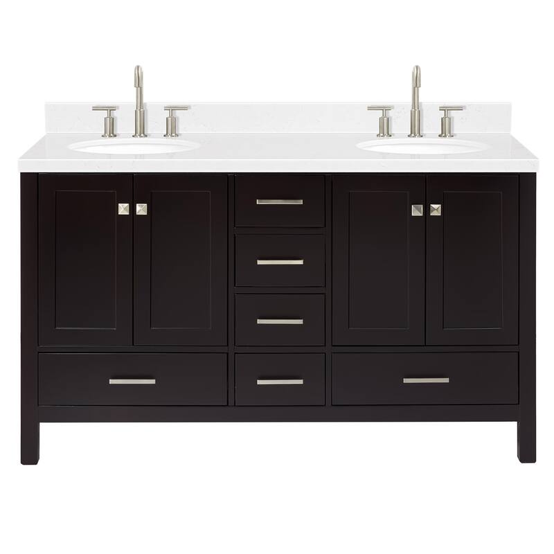 Ariel A060DCQOVO Cambridge 60" Free Standing Double Basin Vanity Set - Espresso