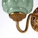 preview thumbnail 13 of 23, 1-Light Vintage Aged Antique Brass Finish Lantern Shaped Wall Light with Milk/Green Glass for Bedroom, Hallways