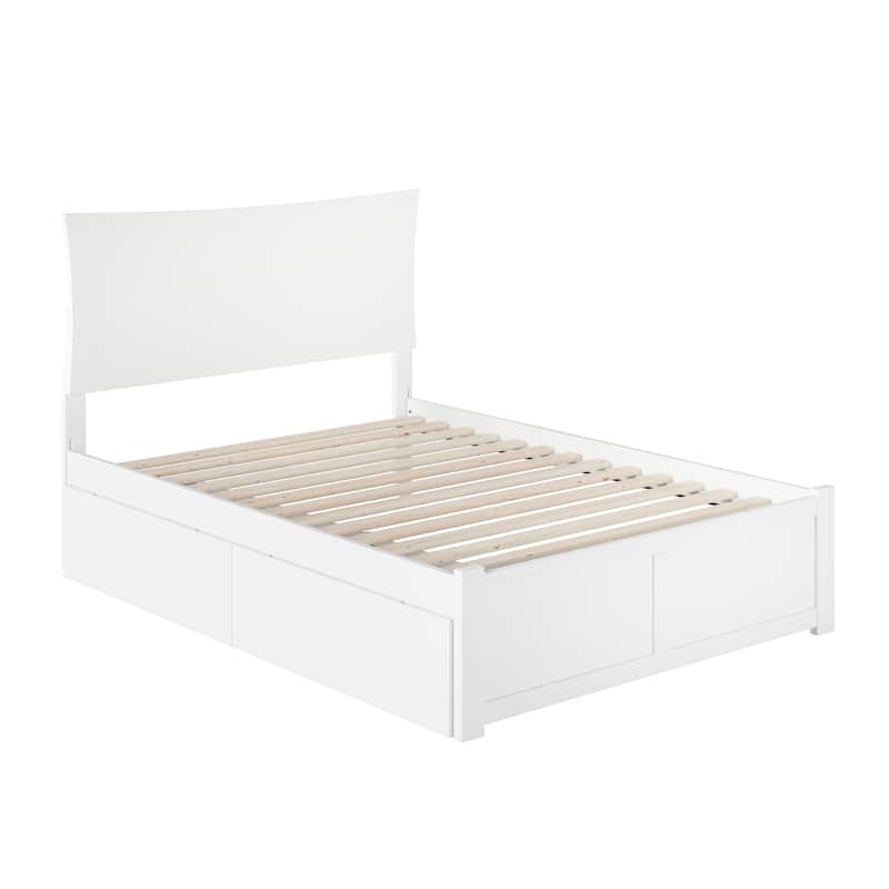 Metro Full Platform Bed with 2 Drawers in White