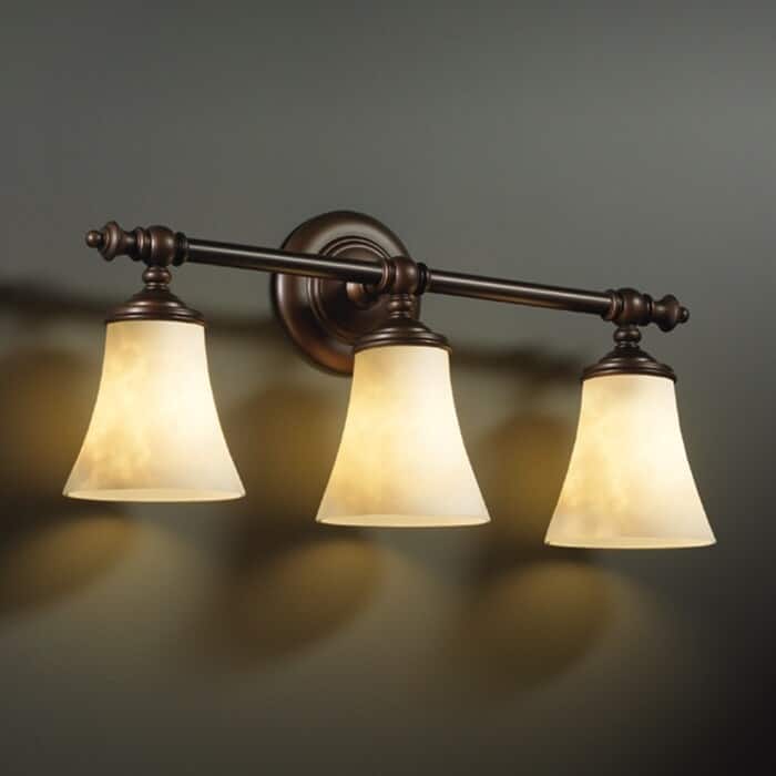 Justice Design Clouds Tradition 3-light Dark Bronze Bath Bar, Clouds Round Flared Shade - Dark Bronze