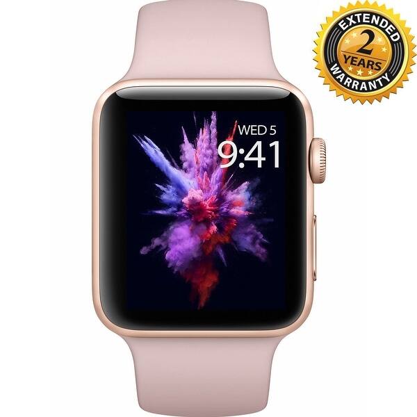 Shop Apple Watch Series 3 42mm Smartwatch Gps Only Gold Aluminum Case Pink Sand Sport Band With 2 Year Extended Warranty Overstock 22750095