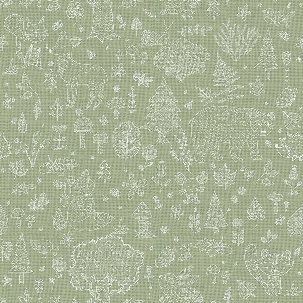 slide 2 of 10, Galerie Wallcoverings Little Explorers 2 Forest Kingdom Non-woven Matte Wallpaper Roll 33 feet x 21 inches - Green